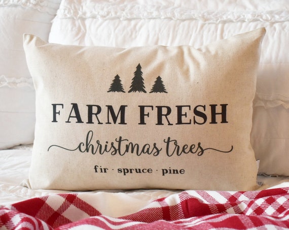 Christmas pillow cover, Christmas, Christmas Tree, Vintage christmas, farm fresh christmas trees