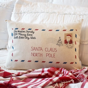 Christmas pillow cover, Letter to Santa, Personalized Christmas Pillow Cover, 14x20