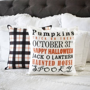 Halloween Pillow, Halloween Subway Art Pillow Cover, You Choose/ Customize Colors, Halloween Decor