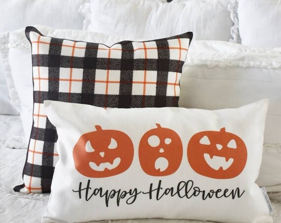 Happy Halloween Fall Pillow Cover, Halloween pillow perfect for fall decor, Front porch pillow, 12x20