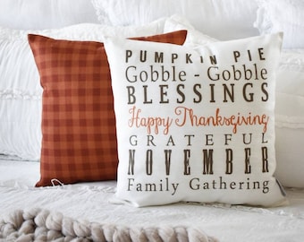 Fall Pillow Cover: Thanksgiving Decor, Farmhouse Autumn Design