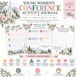 Paquete de actividades de la Conferencia General de Mujeres Jóvenes / Diario de la Conferencia SUD para adolescentes / Actividades de la Conferencia General / PDF imprimible