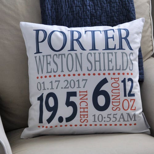 Personalized Birth Pillow Cover Birth Announcement Pillow Etsy