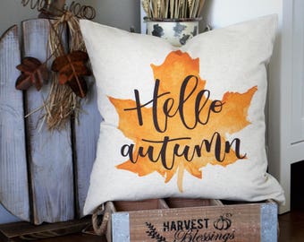 Fall Pillow Cover, Hello Autumn, Fall Decor, Fall pillow