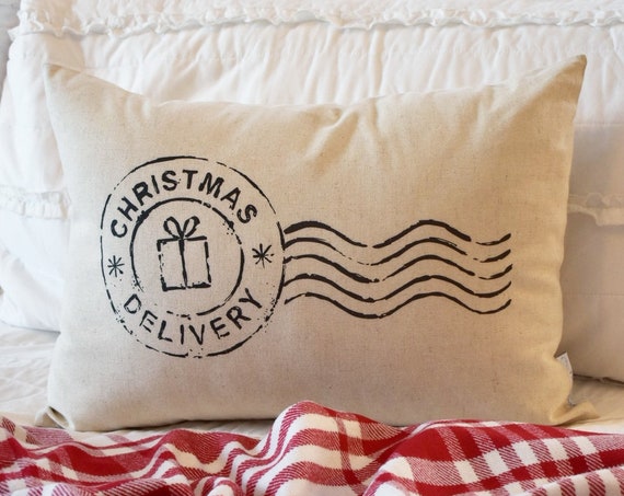 Christmas pillow cover, Christmas, Christmas Tree, Vintage christmas, Christmas Stamp, Letter to Santa, north pole pillow