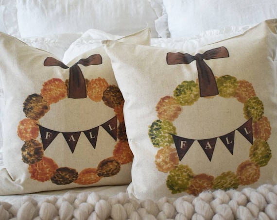Fall Pillow Cover, fall wreath, Fall Decor, Fall pillow