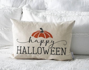 Happy Halloween Fall Pillow Cover, Halloween pillow perfect for fall decor, Front porch pillow, 12x20