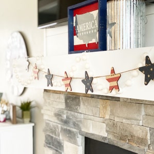 Patriotic garland, patriotic banner, Fourth of July garland, Memorial Day garland, Americana garland, Stars and Stripes