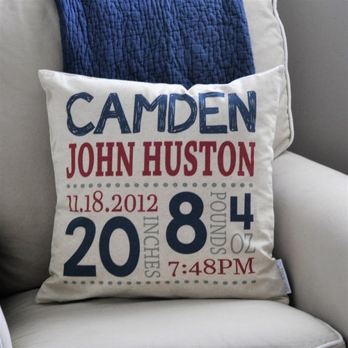 Personalized Birth Pillow Cover Birth Announcement Pillow Etsy