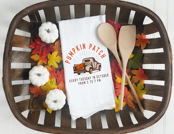 Kitchen towel, tea towel, Fall kitchen towels, Fall Decor, Thanksgiving towel, Thanksgiving  Decor, pumpkin patch, truck towel