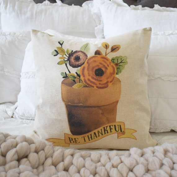 Fall Pillow Cover, be thankful, Fall Decor, Fall pillow