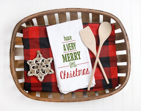 Kitchen towel,tea towel, Christmas kitchen towels, Christmas Decor, Neighbor Christmas Gift,  Decor, merry and bright, merry little