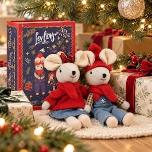 Levlov Christmas Mice | Holiday Mouse Dolls | Whimsical Christmas Decor | Collectible Christmas Mice | Christmas Gift