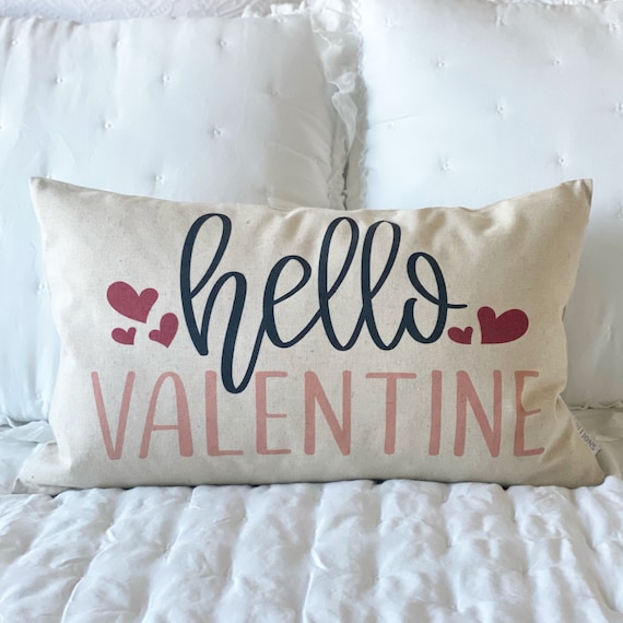 SALE, Valentines Pillow Cover, Valentines Decoration, 12x20 Pillow Cover, hello valentine