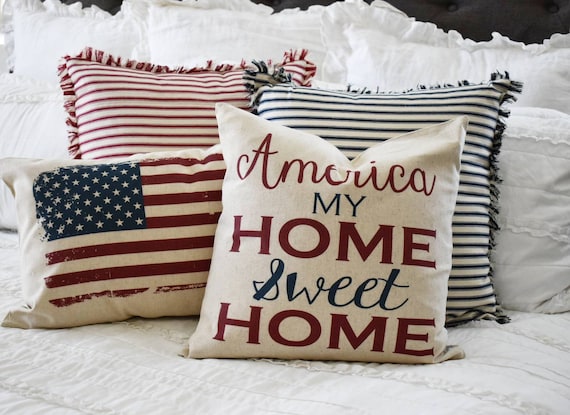 Patriotic pillow cover, Americana pillow cover, Memorial Day, Fourth of July, Summer pillow, USA Pillow, flag pillow, American flag pillow