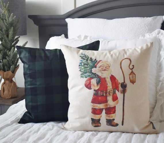 Christmas pillow cover, vintage santa, Christmas decor, Vintage Christmas, farmhouse christmas, santa pillow, Christmas pillow