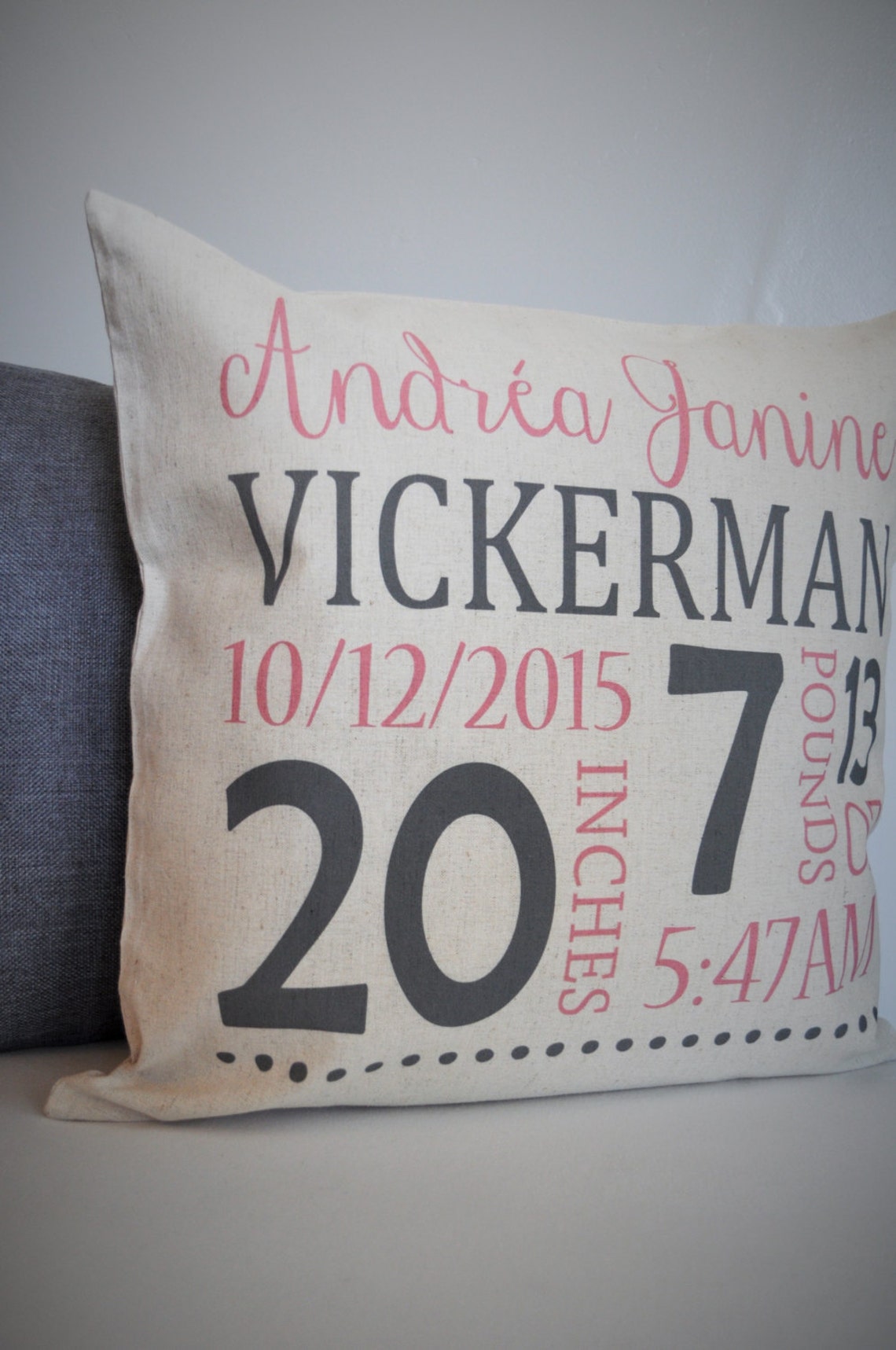 Personalized Birth Pillow Cover Birth Announcement Pillow Etsy