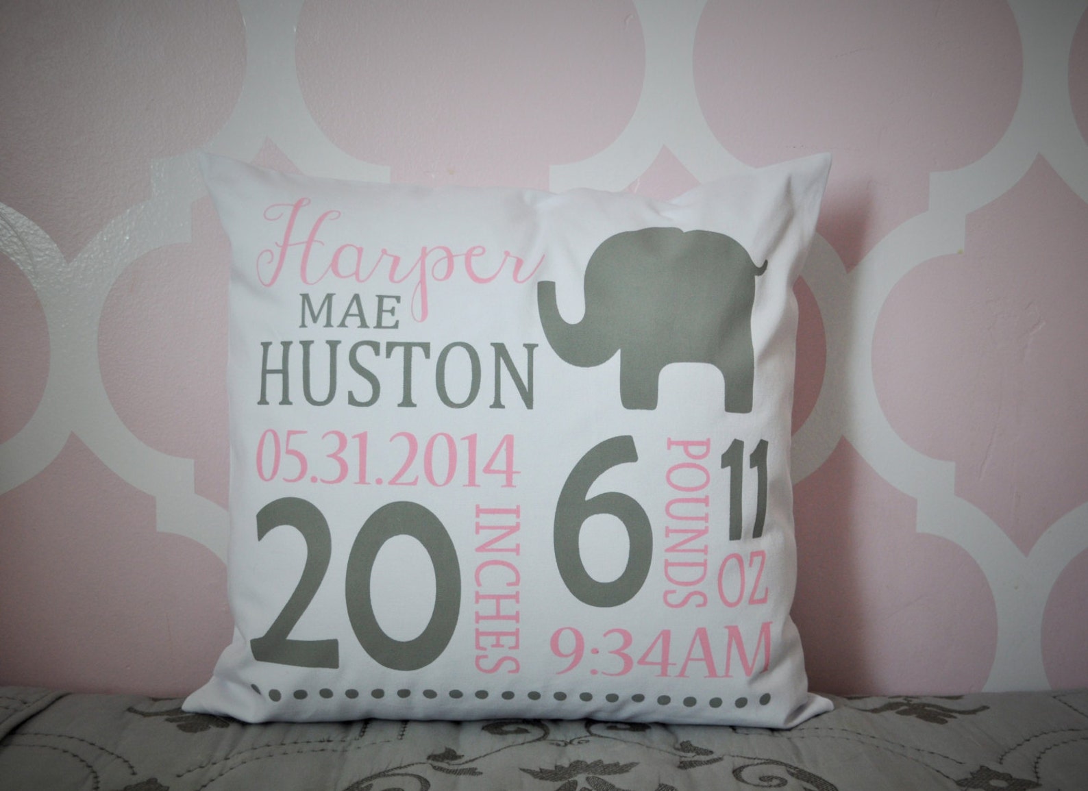 Personalized Birth Pillow Cover Birth Announcement Pillow Etsy