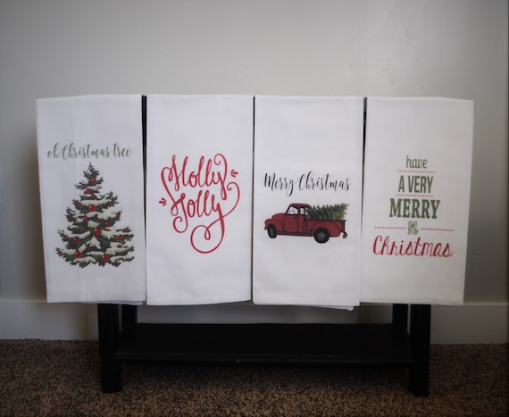 Kitchen towel, dish towel,  tea towel, Christmas kitchen towels, Christmas Decor, Neighbor Christmas Gift,  Decor, FOUR STYLES