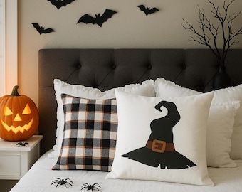 Witch Hat Halloween Pillow Cover: Farmhouse Fall Decor