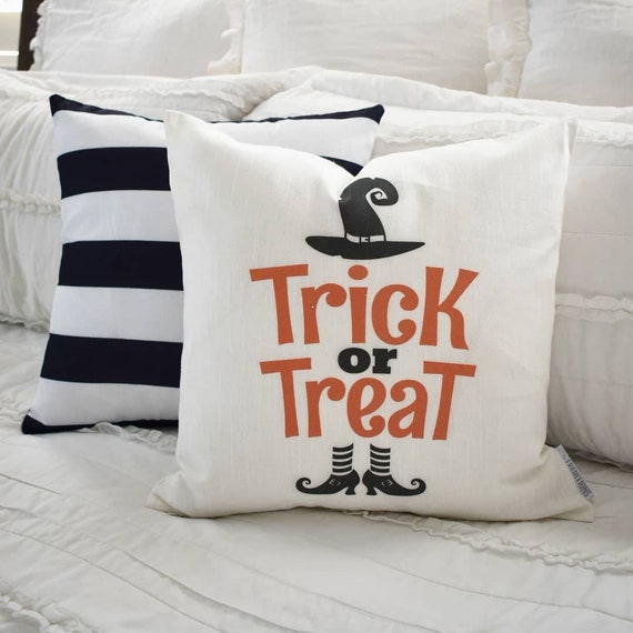 Halloween Pillow Cover, Trick of Treat, You Choose/ Customize Colors, Halloween Decor, Everyday Decor