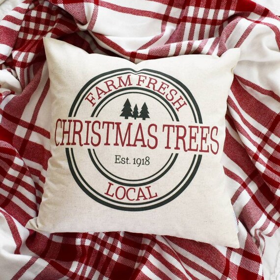 Christmas pillow cover, Christmas Tree Market, farm fresh tree market, Christmas decor,  Merry Christmas pillow,