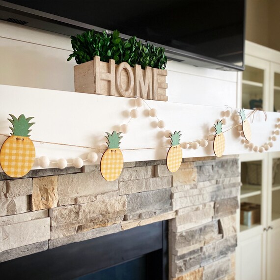 Pineapple garland, pineapple banner, pineapple decor, summer garland, summer banner, summer decor, aloha party decor