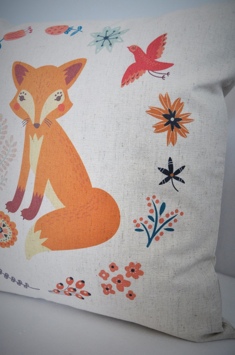 Fox Pillow Cover Fox Nursery Decor Girl Fox Woodland Etsy