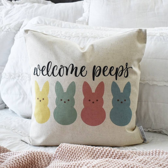 SALE, Easter Pillow Cover, Spring pillow, Happy Easter, Rabbit pillow cover, bunny pillow cover, 18x18,