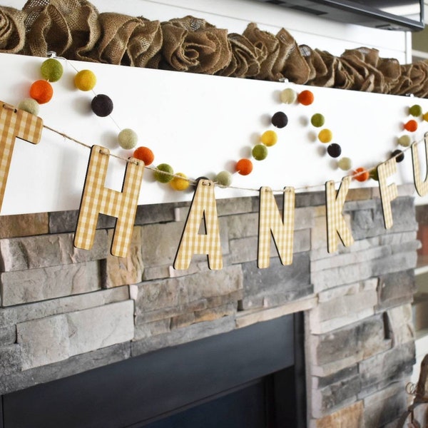 Fall Decor, Thankful banner, Thankful Garland,  Fall banner, Fall Garland, Thanksgiving Garland, fireplace Decor, Thanksgiving decor, plaid