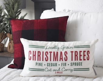 Christmas pillow cover, Christmas tree farm,  Christmas pillows, farmhouse Christmas