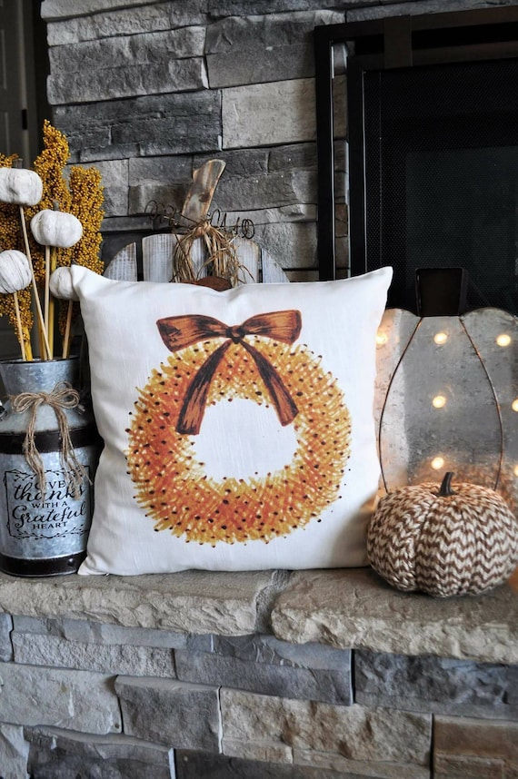 SALE THIS WEEK Only, Fall Pillow Cover, Hello Autumn, Fall Decor, Fall pillow, be thankful, fall wreath