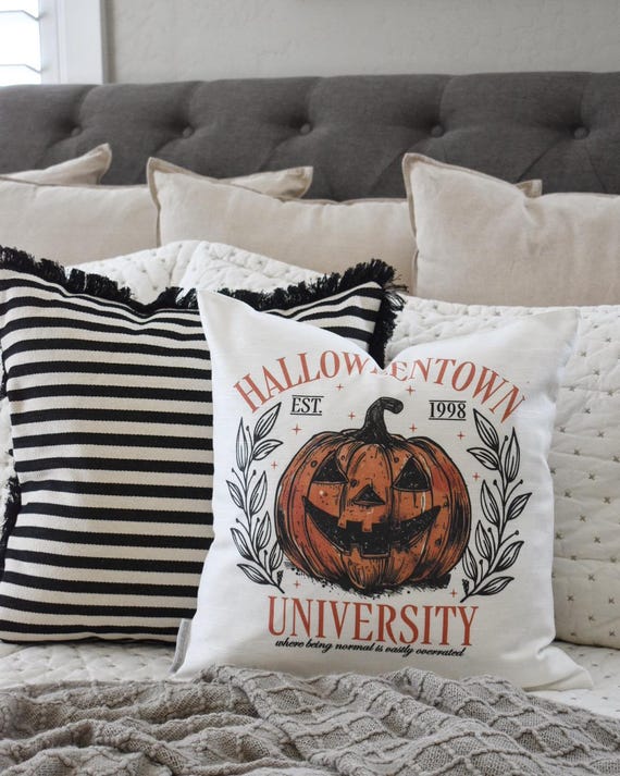 Halloweentown University Pillow Cover: Spooky Farmhouse Halloween Decor