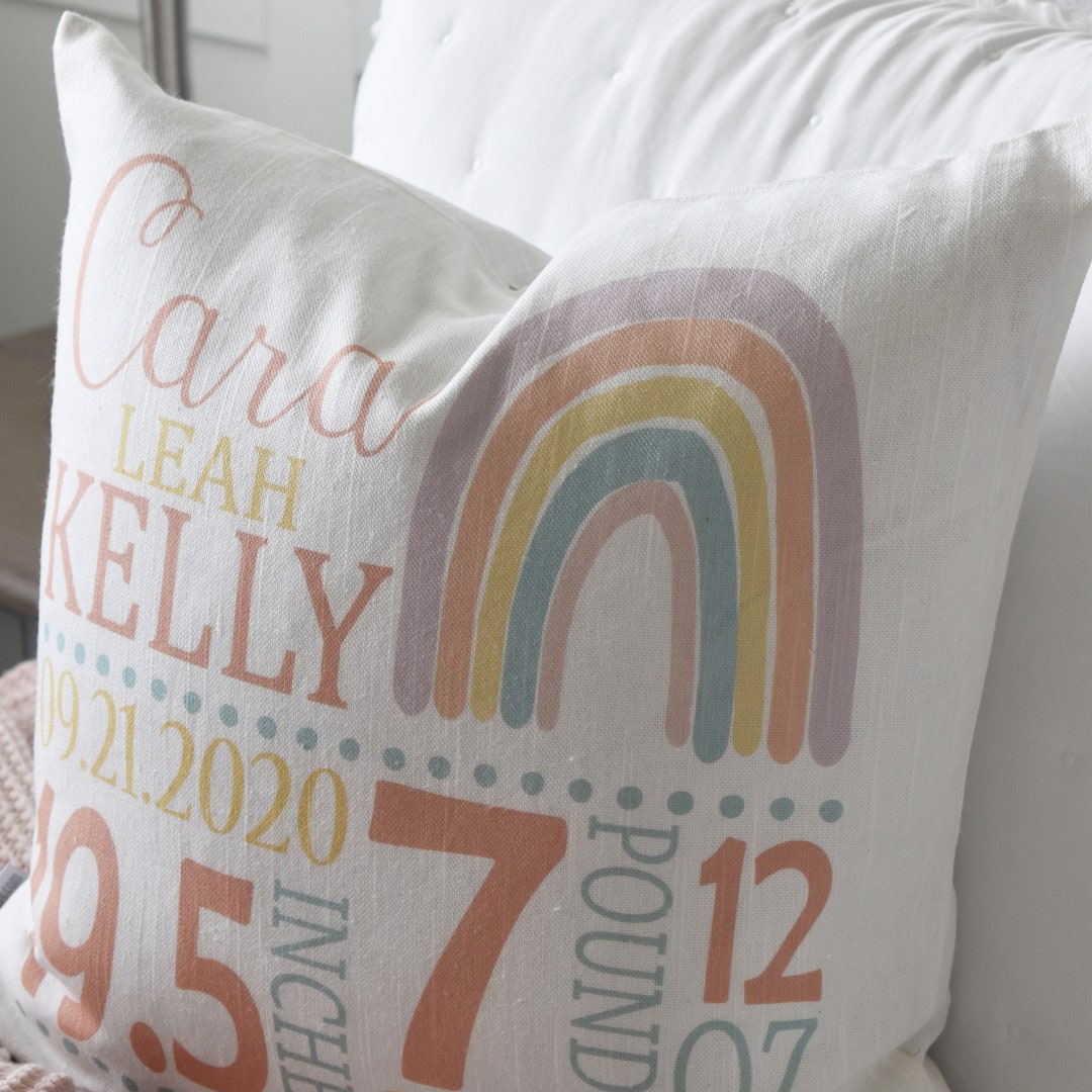 Personalized Birth Pillow Cover, Birth Announcement Pillow Cover, Birth