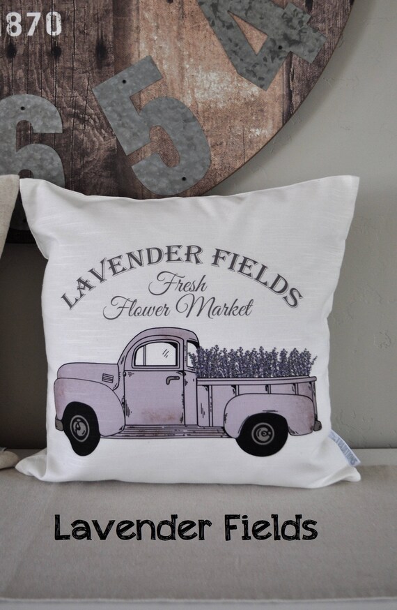 SALE, Lavender Pillow Cover, truck Pillow Cover, Spring pillow cover, Summer Pillow Cover, 18x18