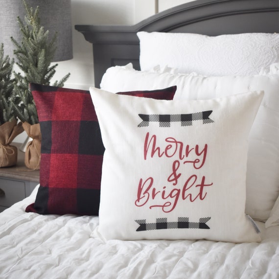 Christmas pillow, Christmas decor, Buffalo Plaid, Merry Christmas pillow, Buffalo Plaid Christmas, plaid Christmas, COVER ONLY