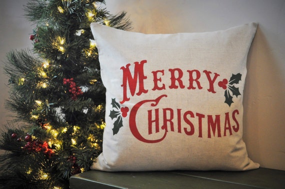 SALE, THIS WEEKEND only, Christmas pillow cover, Merry Christmas Pillow, Christmas decor, Vintage Christmas