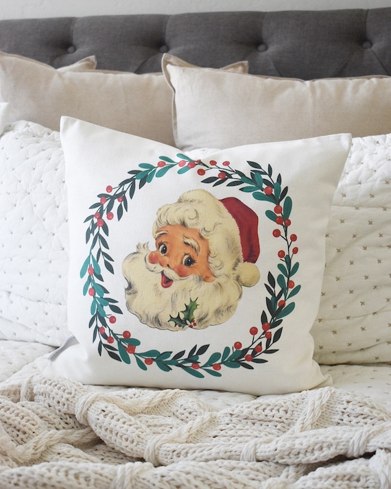 Christmas pillow cover, vintage santa, Christmas decor, Vintage Christmas, farmhouse christmas, santa pillow, Christmas pillow