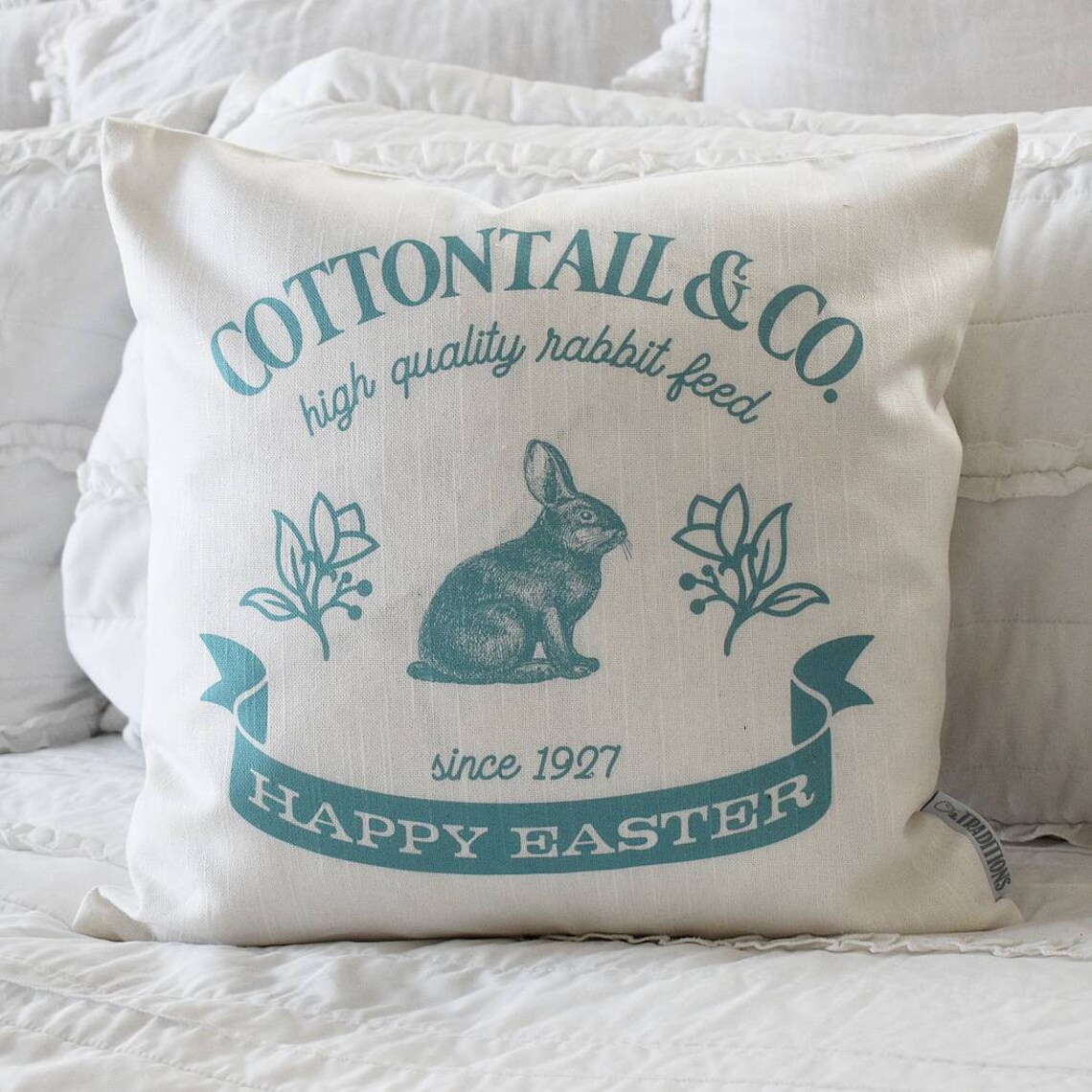 SALE Easter Pillow Cover Spring Pillow Happy Easter Rabbit Etsy