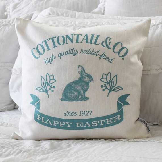 SALE, Easter Pillow Cover, Spring pillow, Happy Easter, Rabbit pillow cover, bunny pillow cover, 18x18,