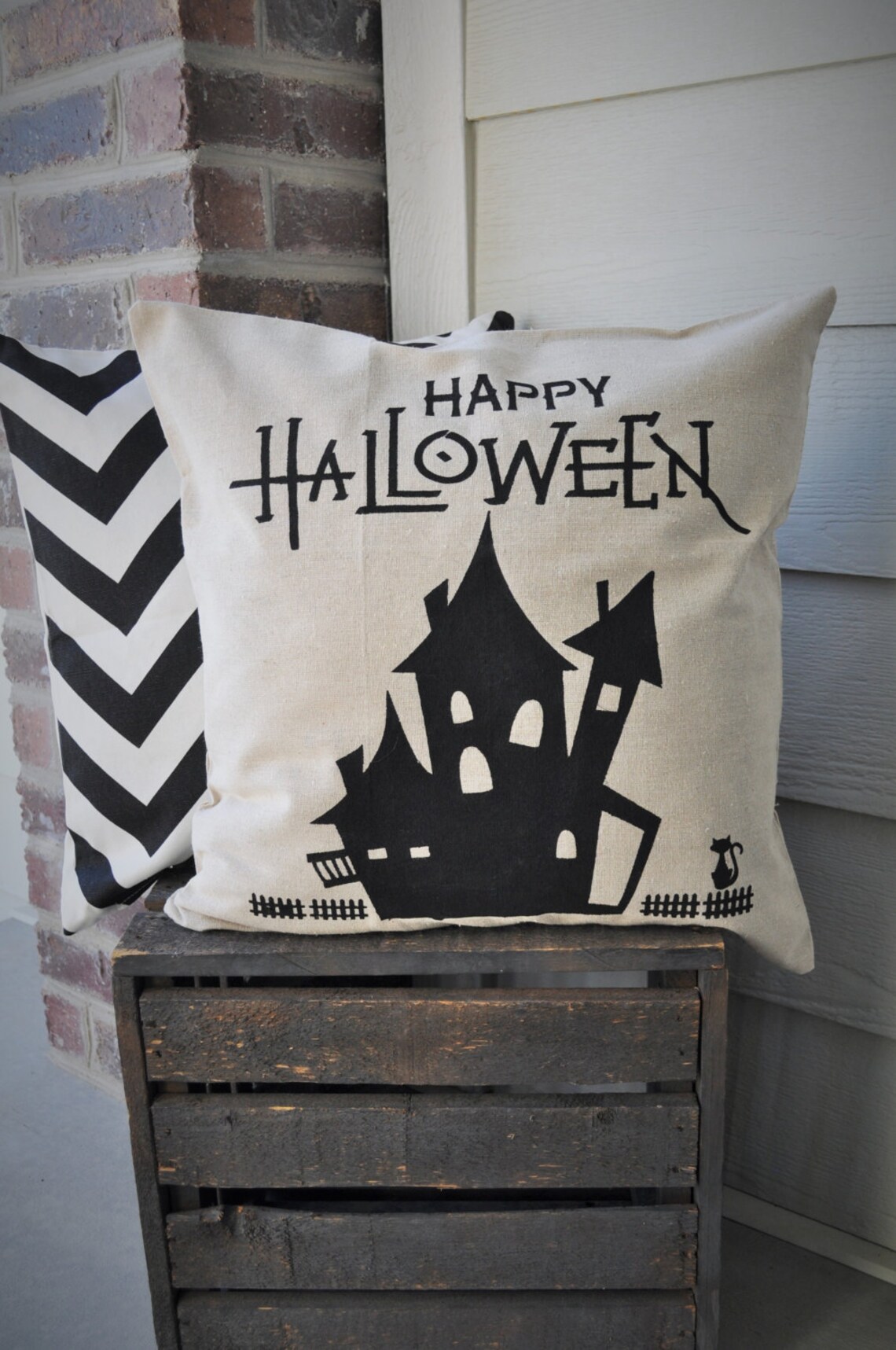 Halloween Pillow Cover Haunted House Pillow Cover Halloween Etsy