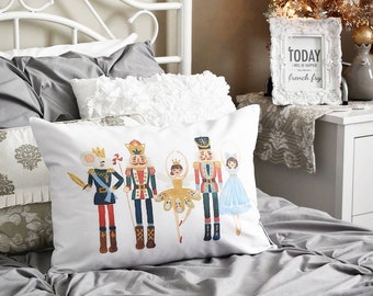 Nutcracker Pillow Cover – Christmas Ballet Decor, Clara & Mouse King Cushion, Holiday Throw Pillow, Nutcracker Ballet Christmas Decoration