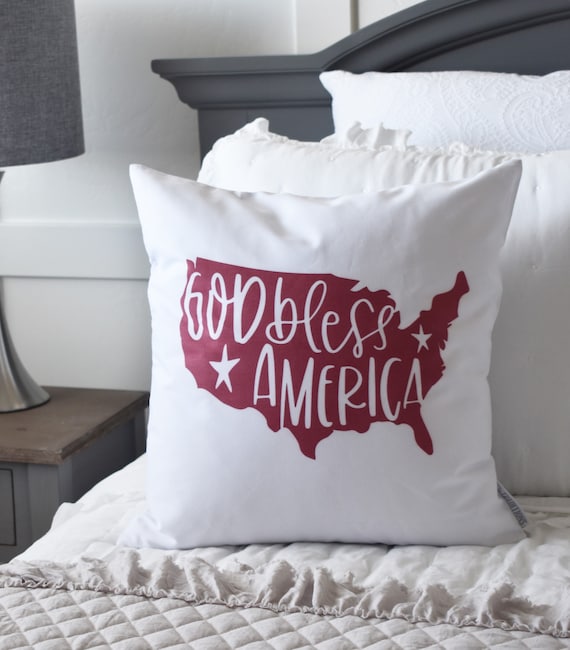 Patriotic pillow cover, Americana pillow cover, Memorial Day, Fourth of July, Summer pillow, USA Pillow, flag pillow, God bless America