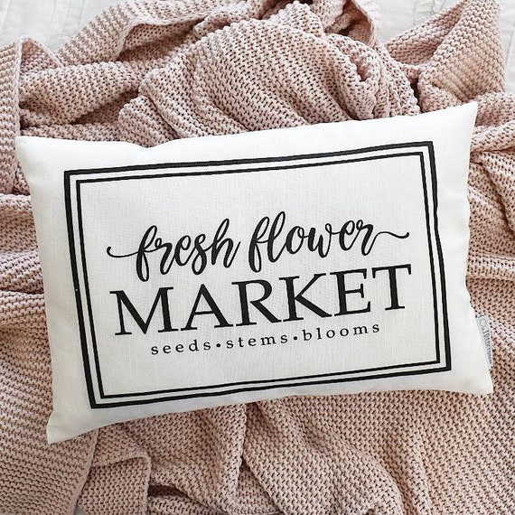 Fresh flower market, Farmerhouse Pillow Cover, rustic Pillow Cover, Spring pillow cover,14x20, flower market