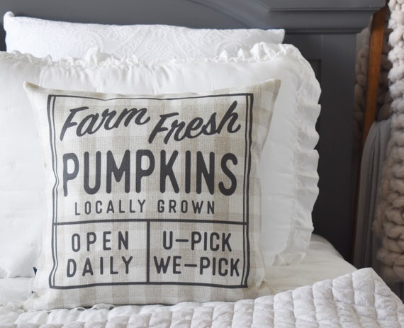 Fall Pillow Cover, Pumpkin Patch, Fall Decor, Front porch pillow, fall pillow, pumpkin pillow, Farm Fresh Pumpkins, farmhouse Fall decor