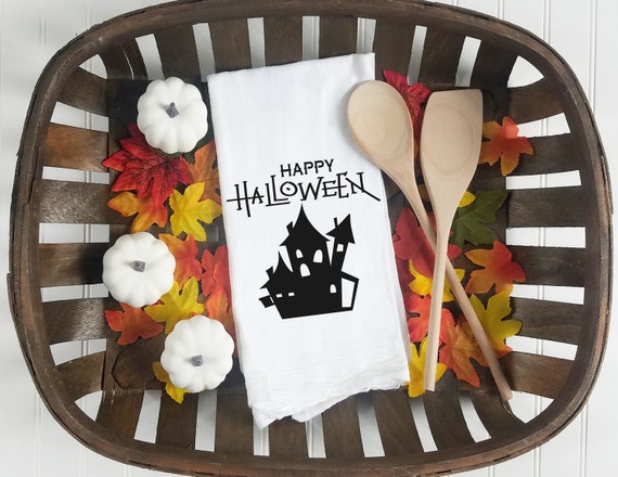 Kitchen towel, dish towel, flour sack towel, tea towel, Halloween kitchen towels,  Halloween Decor, halloween tea towel, happy halloween