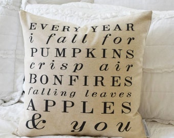 Fall Pillow Cover: Subway Art Design, Autumn Decor (18x18")