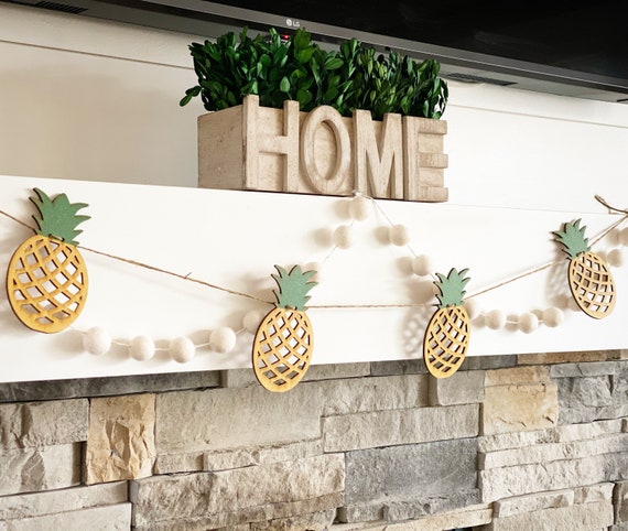 Pineapple garland, pineapple banner, pineapple decor, summer garland, summer banner, summer decor, aloha party decor