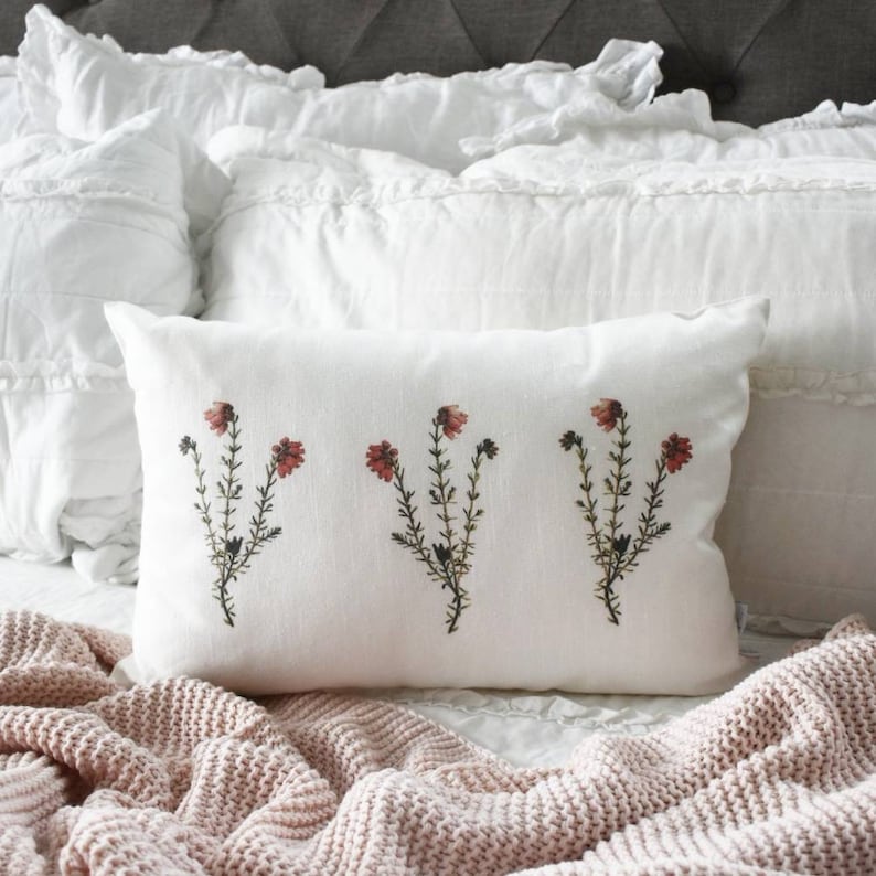 Botanical Pillow Watercolor Flower Pillow Cover Spring Etsy