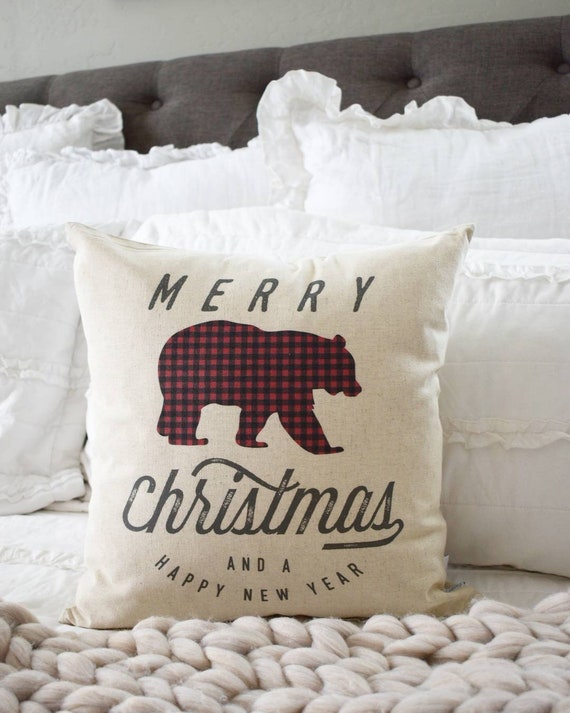 SALE, Christmas pillow, Christmas decor, Buffalo Plaid, Merry Christmas pillow, Buffalo Plaid Christmas, Lumberjack, COVER ONLY